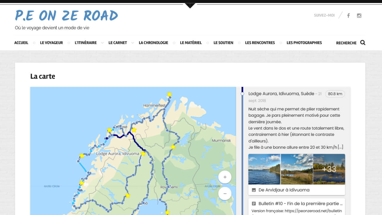 Capture d'écran d'une TravelMap intégrée sur un autre site web
