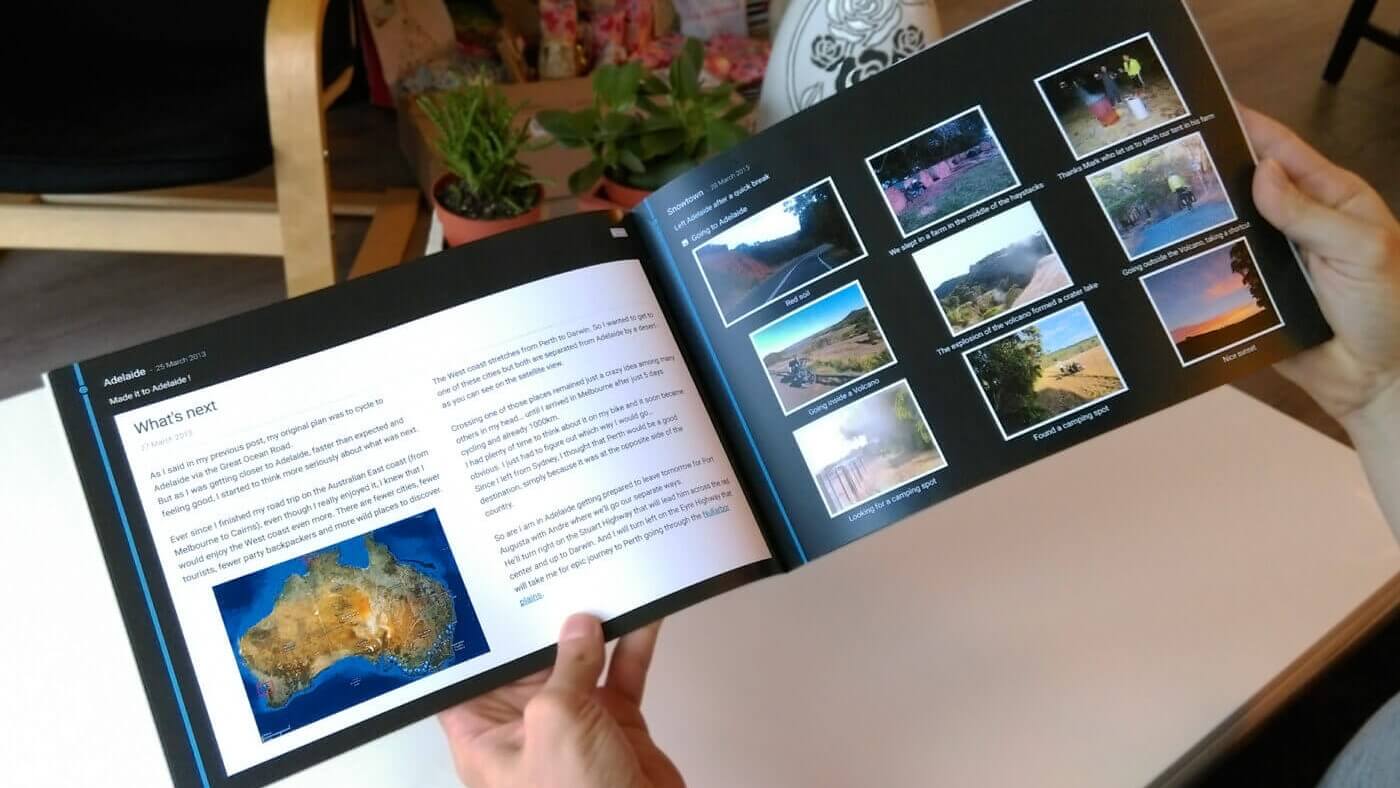 Photo of a book printed in one click from a TravelMap blog