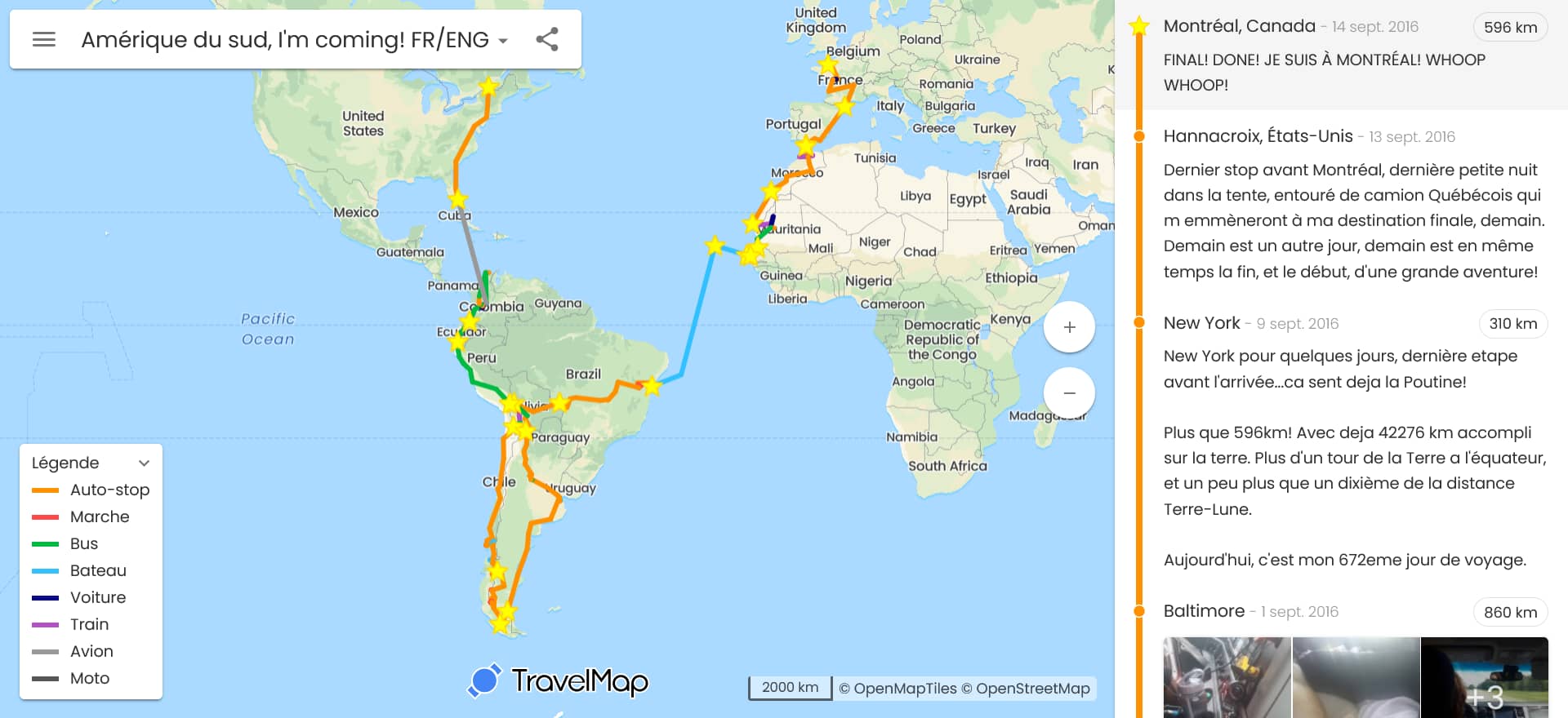 Auto-stop à travers continents et océan